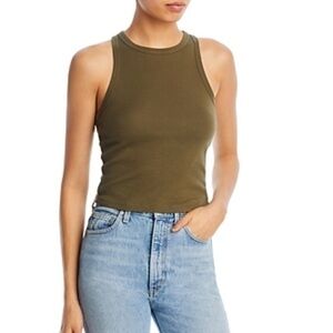 AGOLDE High Neck Razor back Tank in Moss green cropped 90’s style